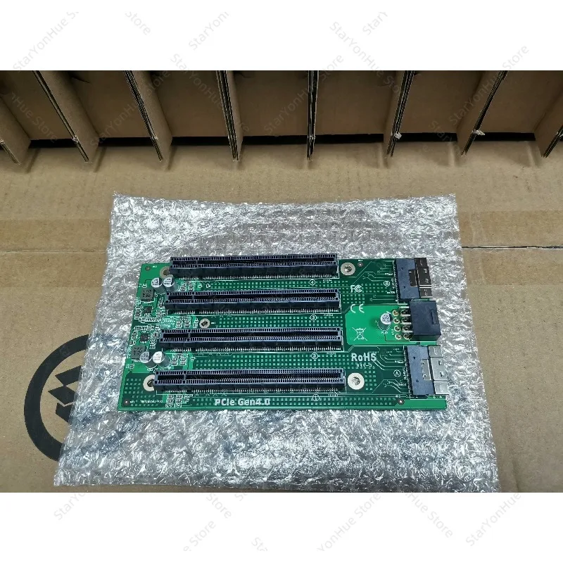 For GPU & NVMe Extension PCIe4.0 SFF‑8654 Adapter Backplane, 2×SFF‑8654‑8i Ports, Realize PCIe x4/x4/x4 Split External Extension