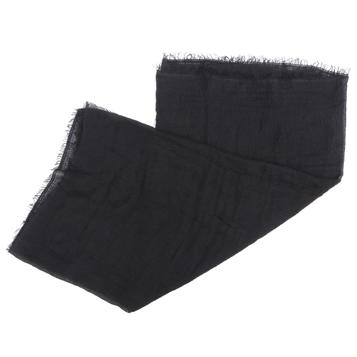

1pc Pure Color Scarf Linen Cotton Crumpled Style Simple Scarves Durable Lightweight Soft Solid Unisex For Women Men Black