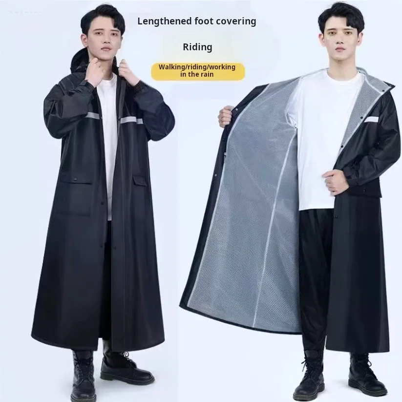 

Oxford cloth rain poncho PVC one-piece reflective raincoat adult hooded outdoor rainstorm proof work raincoat
