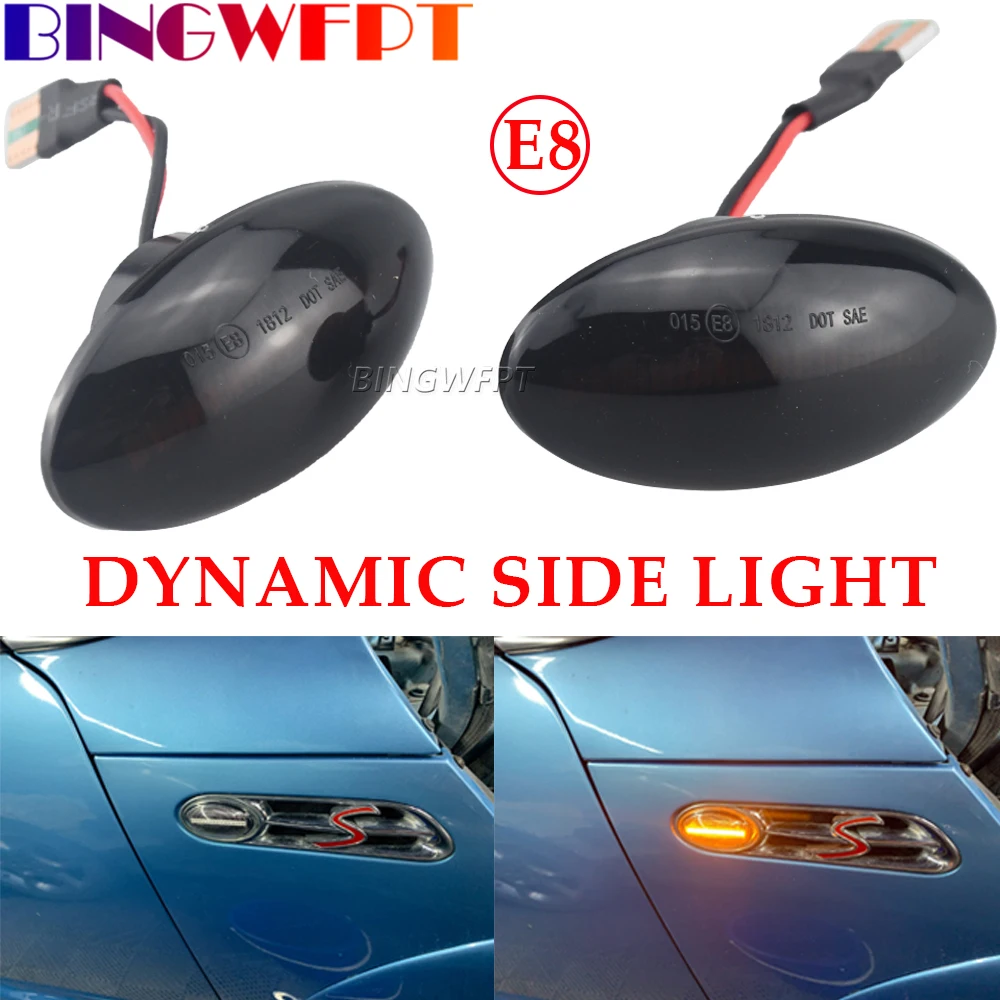 2Pieces Dynamic LED Side Marker Light For BMW MINI Cooper R50 R52 R53 2002 2003 2004 2005 2006-2008 Side Repeater Blinker Lamp