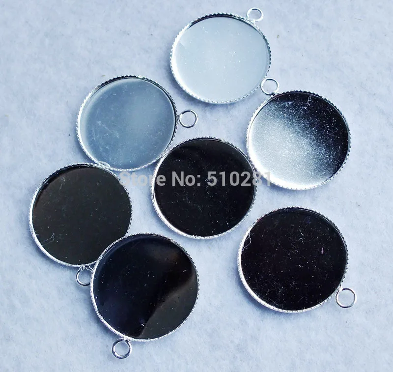 wholesale 500pcs/lot 25mm  DIY Picture Pendant Base Blanks Silver Plated