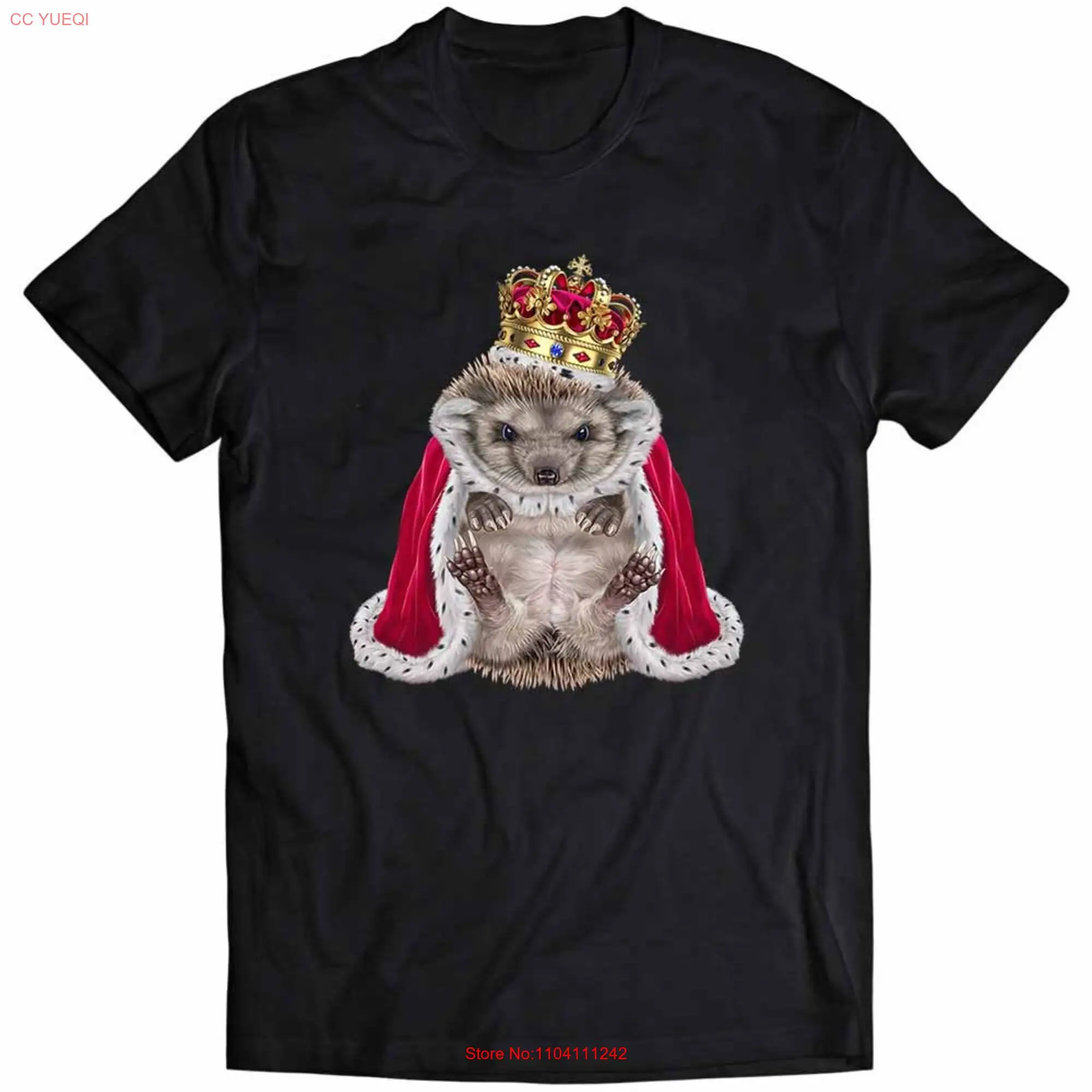 Hedgehog Wearing Royal Regalia Fit for a King  Youth T Shirt PrintStarT long or short sleeves