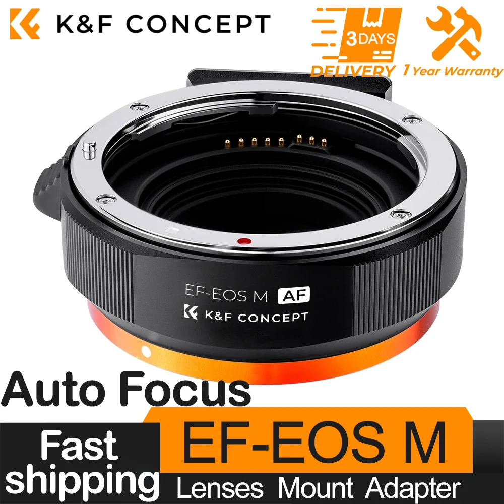 

Объектив K & F Concept Φ M EF к камере Eos M адаптер с автофокусом для крепления EF к Canon EF-EOS EOS M2 EOS M3 EOS M5 EOS M6