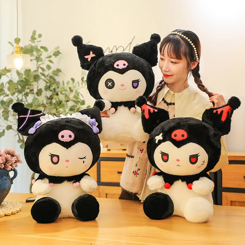 Sanrio Kuromi Dark Angel Demon Series peluche Animal Doll Cartoon Cute Plush Pillow Toy Gift