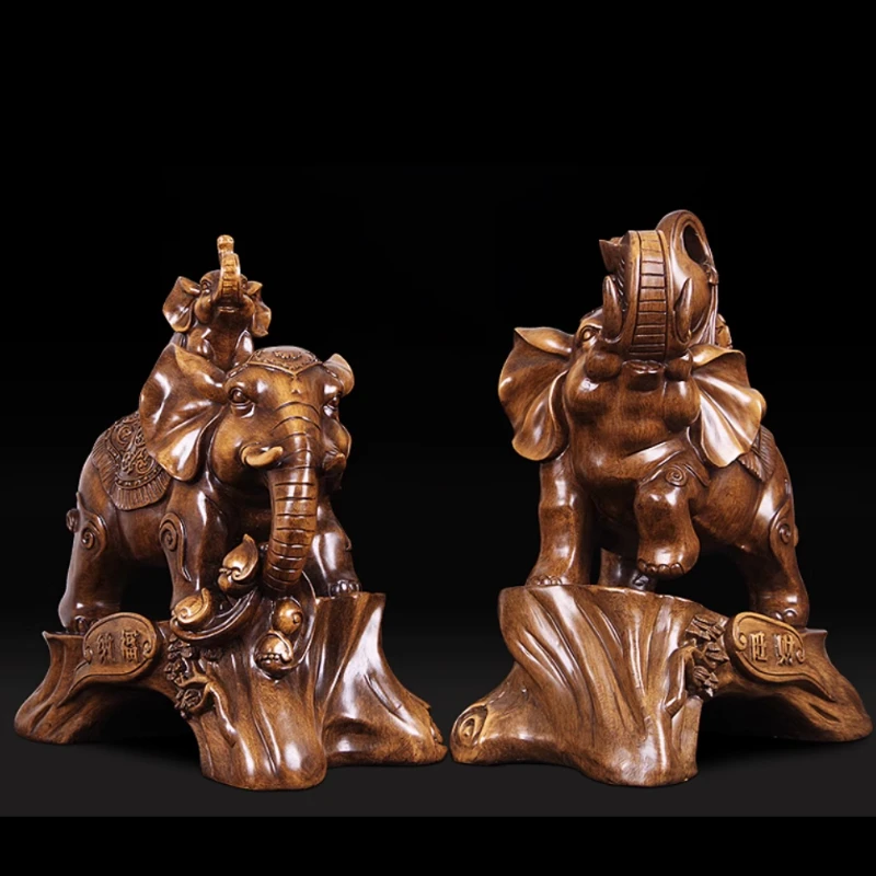 Elephant ornament Resin handicrafts Feng Shui ornaments for attracting wealth Home decor accessories Wine cabinet decoration