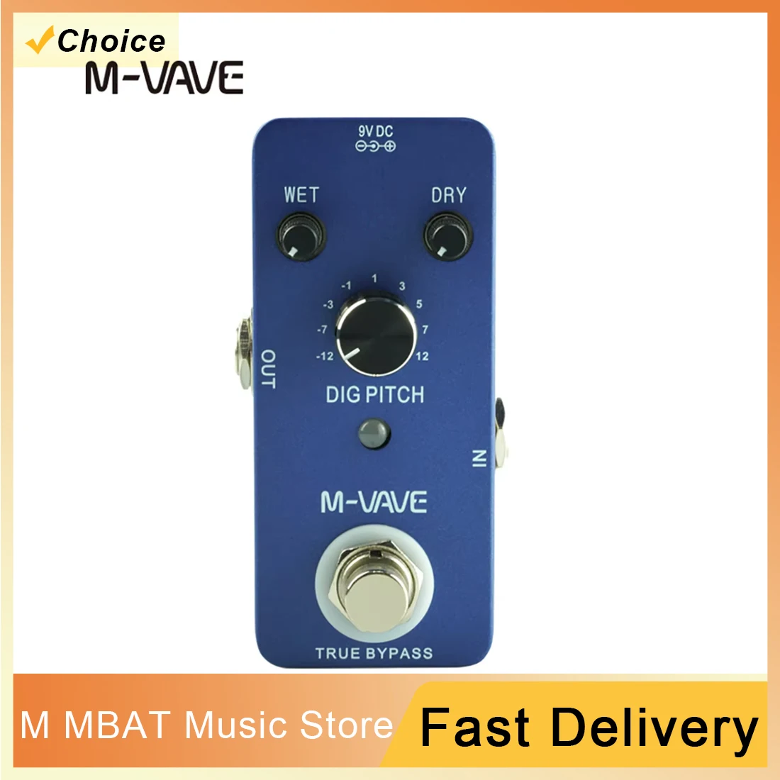 

M-VAVE DIG-PITCH Гитарная педаль эффектов Гитарное устройство с одним блоком эффектов Мини-одиночный тип с True Bypass 9-типы шага