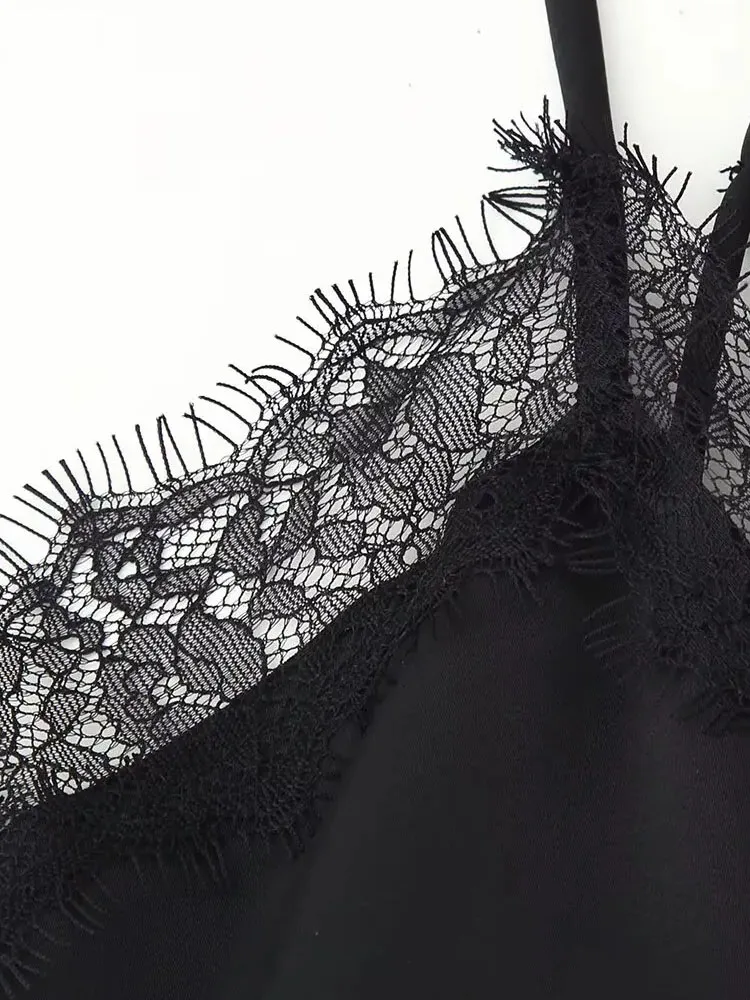 

HH 2026, новый модный женский мини-топ с кружевной отделкой и v-образным вырезом, открытой спиной, без рукавов, женский облегающий тонкий и легкий сексуальный топ