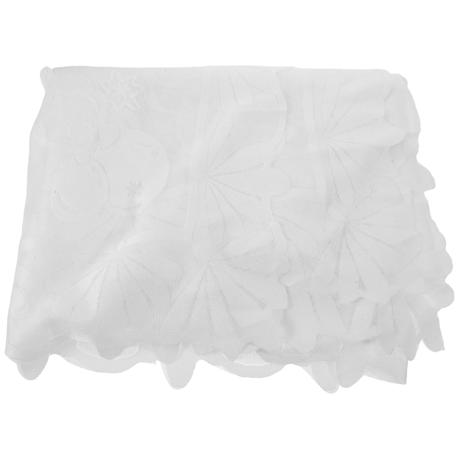 

140 X 220 Cm Christmas Lace Tablecloth White Rectangular Polyester Table Cover For Holiday Dinner Party Decorations Winter