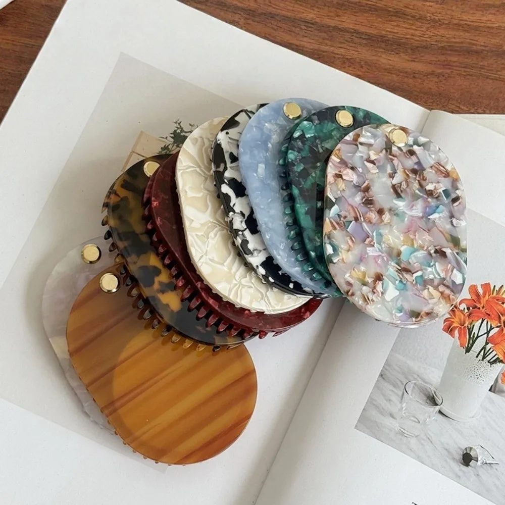 

Anti-Static 2-in-1 Comb Mirror Mini Scalp Massage Folding Hair Brush Comfortable Smooth Hair Acetate Makeup Mirror Student Use