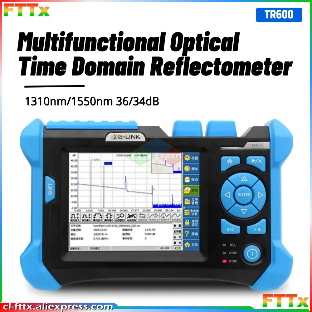 G-LINK TR600 OTDR FC/SC/LC UPC Connectors 1310Nm|1550Nm 36|34dB With Spanish Language Optical Time Domain Reflectometer