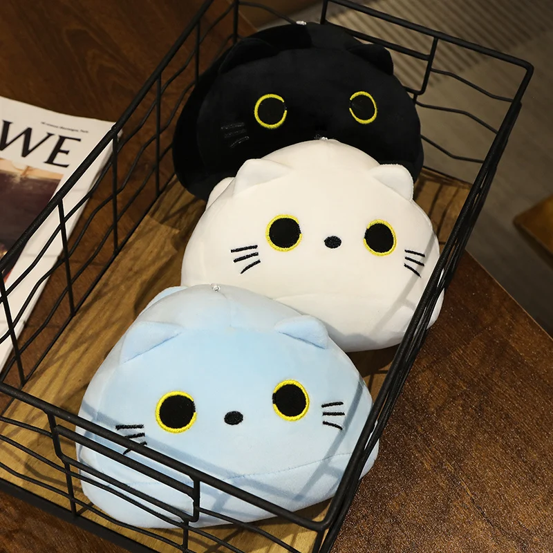 Adorável Desenhos Animados Bonecas Gato, Recheado Macio Gatinho, Travesseiro de Pelúcia Brinquedos, Kawaii Branco e Preto, Presente para Meninos e Meninas, 18 cm, 25cm