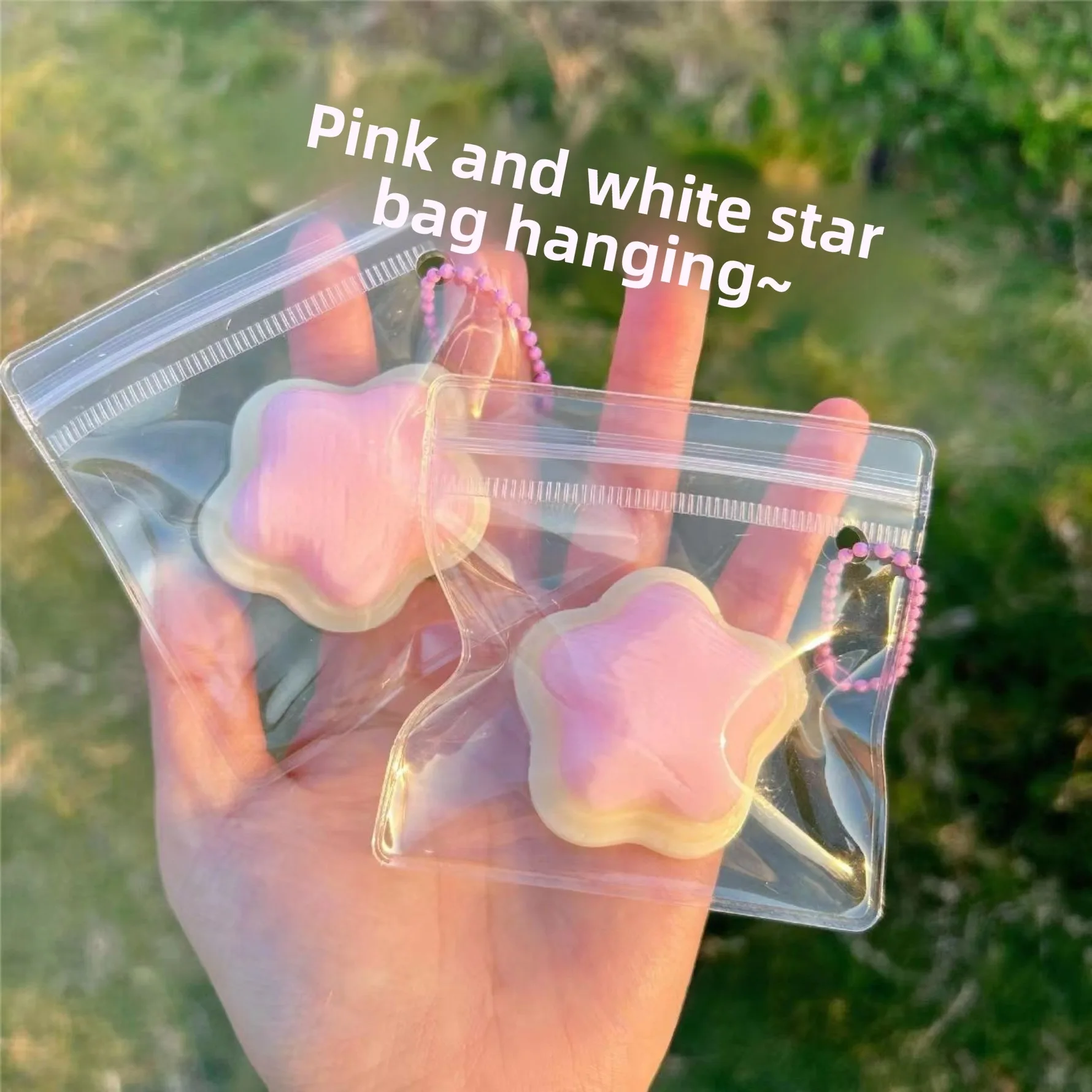 Pink Star Squishy Keychain Slow Rising Stress Relief Toy Soft Touch Bag Charm Desk Decor