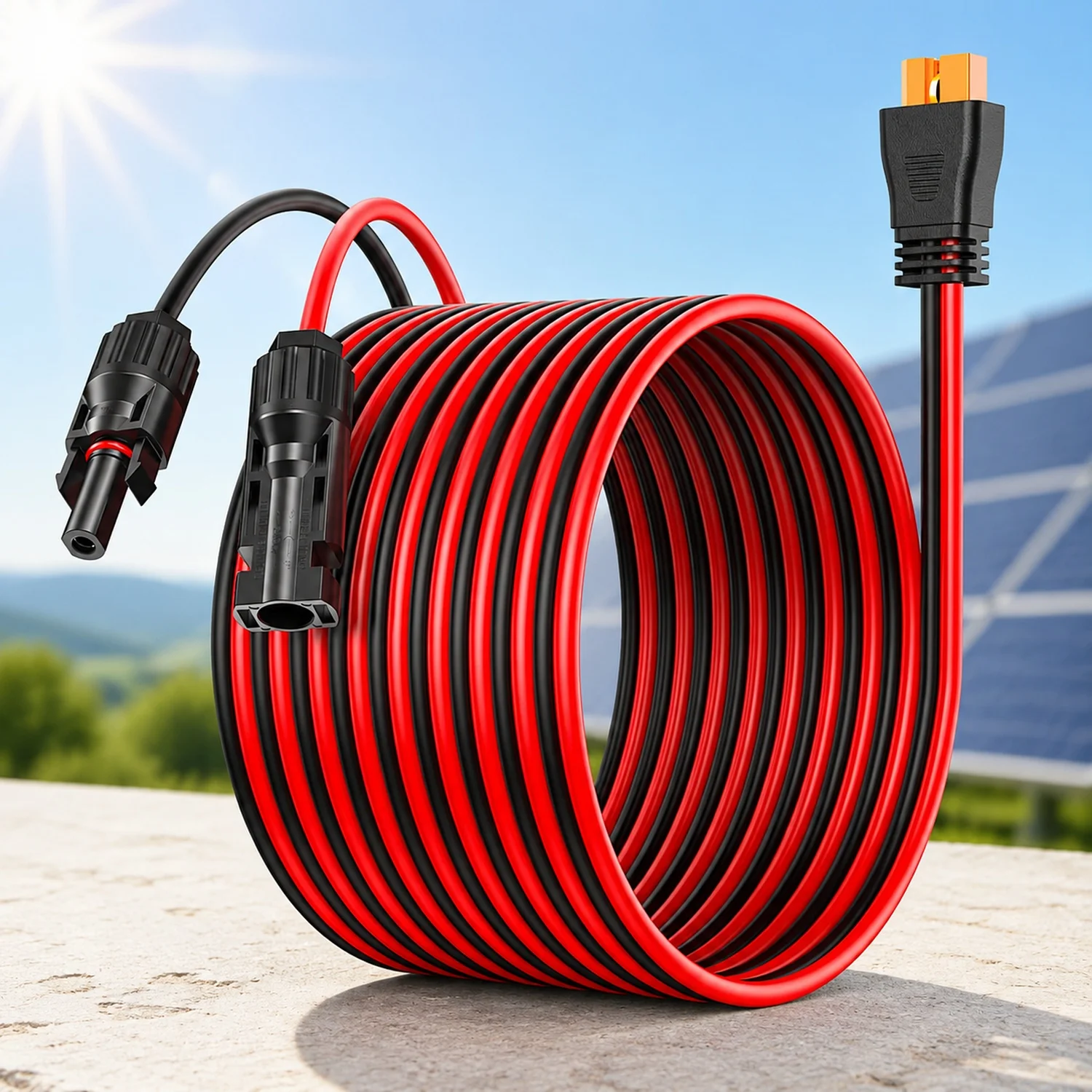 Hiutgowt12AWG XT60i Solar Cable 30FT, Solar to XT60i Cable 3 10 15 20 25 40 50FT, Solar Panel Connector to XT60i Adapter