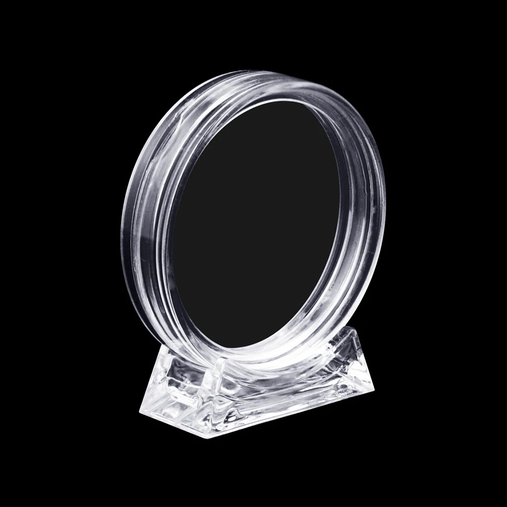 

30Pcs 40mm Clear Coin Capsules with Stands Collectables Badge Challenge Coin Display Holder Storage Box