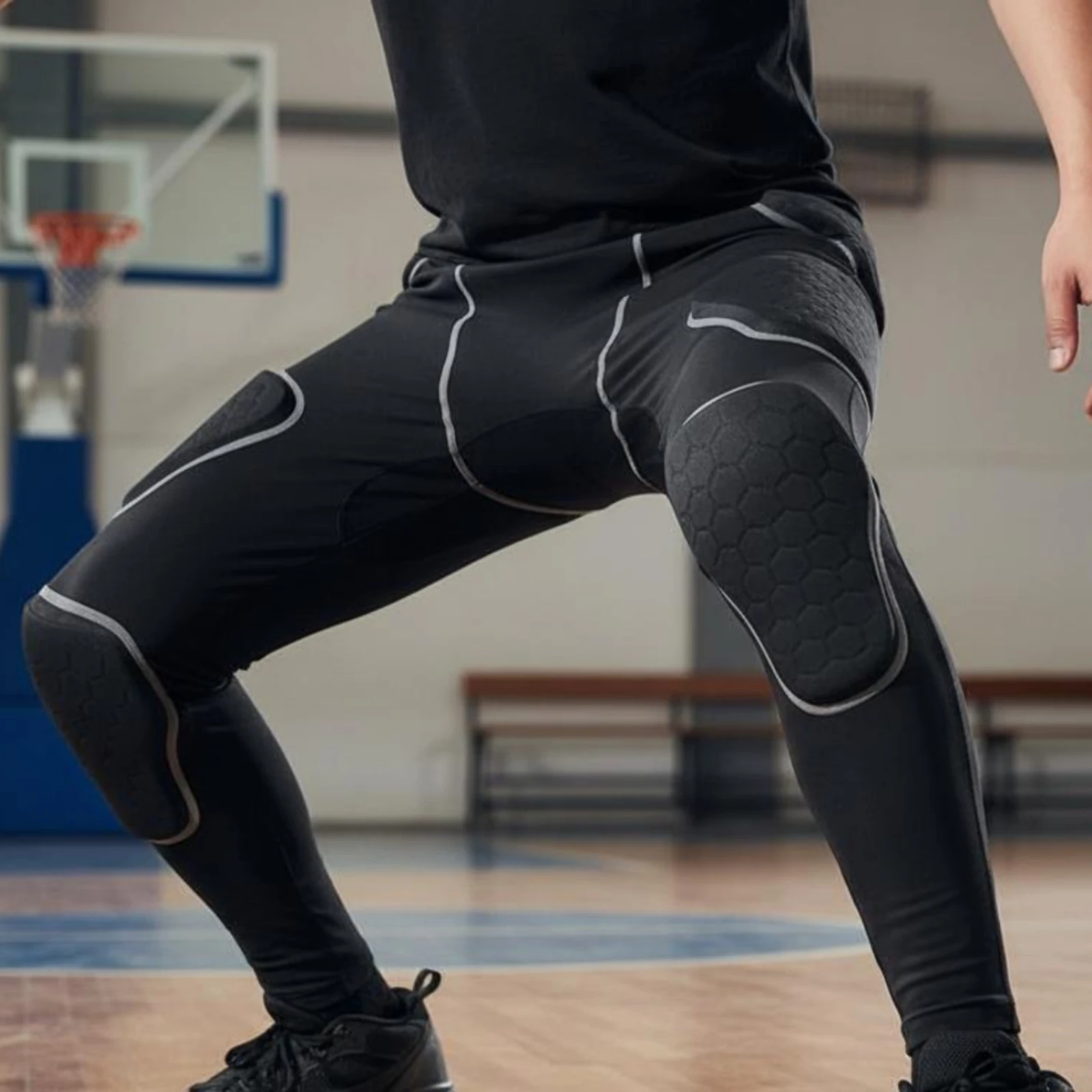 Padded Compression Pants Full Leg Protection Goalkeeper Training Pants Football Protective Leggings Breathable Sports Gear
