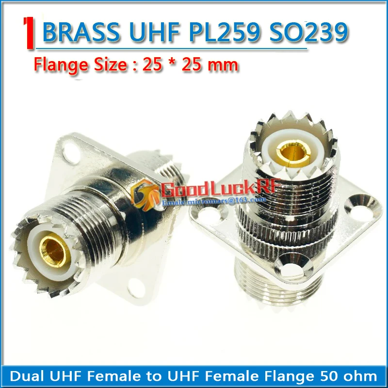 Dual UHF Female to UHF Female 4 Hole Flange Chassis Panel Mount PL259 SO239 UHF 2 Dual Female Connector Coaxial RF Adapters