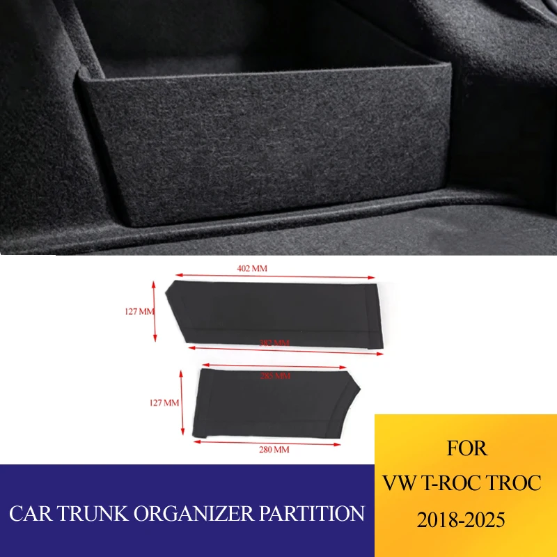 Für Volkswagen VW T-Roc Troc 2018~2024 2025 Kofferraum-Organizer Trennwand für Seitliche Aufbewahrungsbox Zubehör