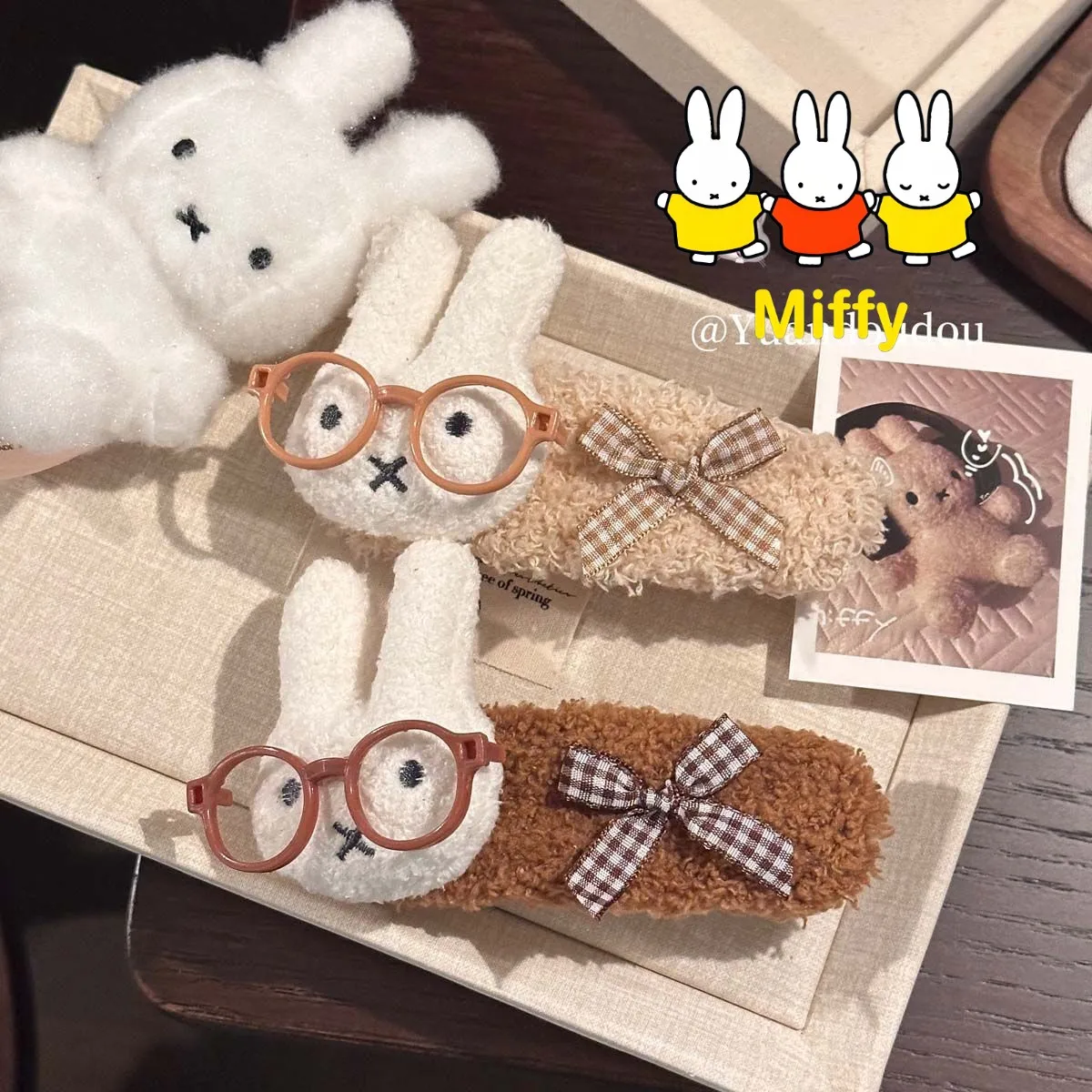 Kawaii Miffy Hair Clips Cute Cartoon Creative Glasses Duckbill Clips Cute and Girlish Bangs Broken Hair Clips