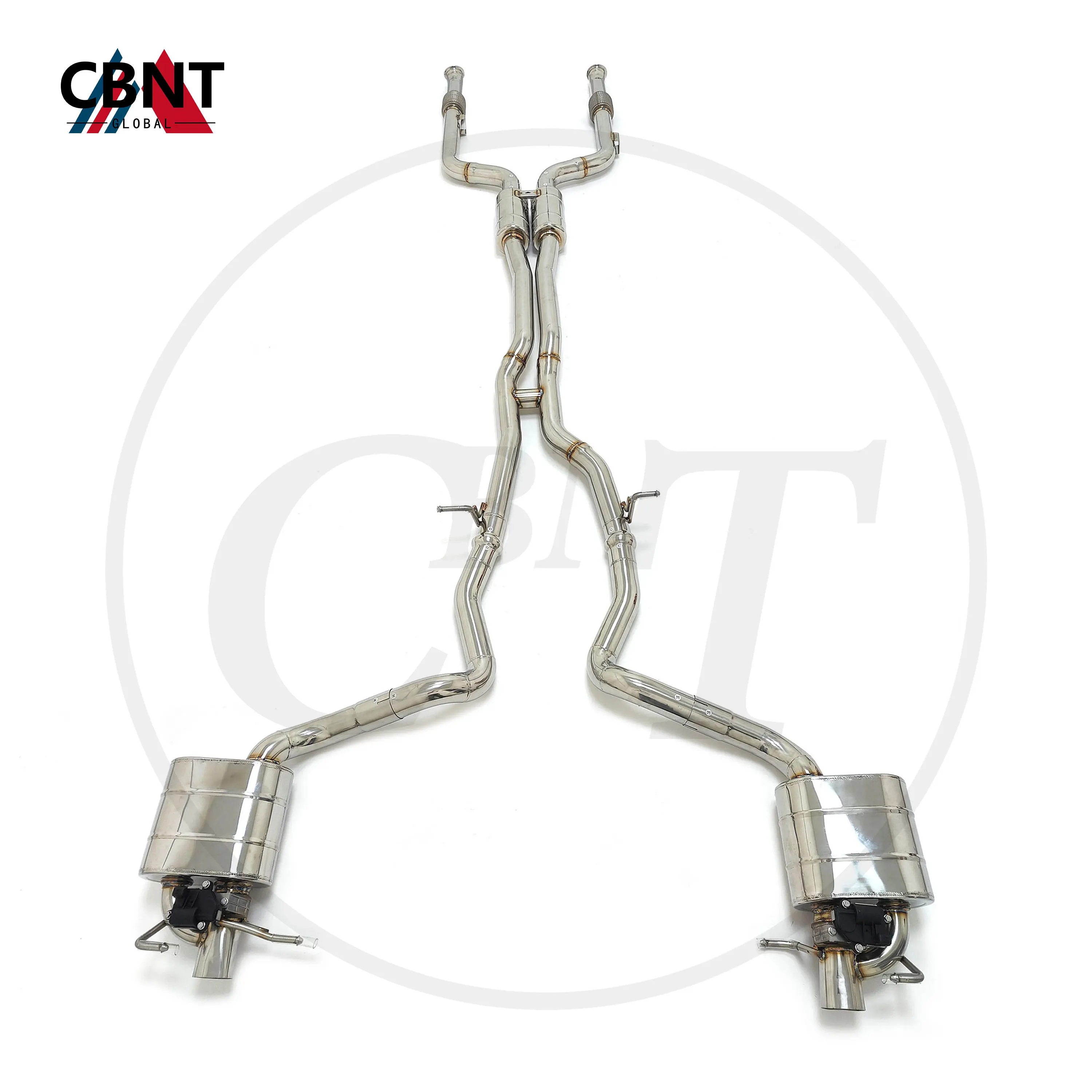 

CBNT Valved Exhaust Catback for Mercedes Benz C43 GLC43 3.0T 2017-2023 High Quality SS304 Exhaust Pipe with Valve Muffler