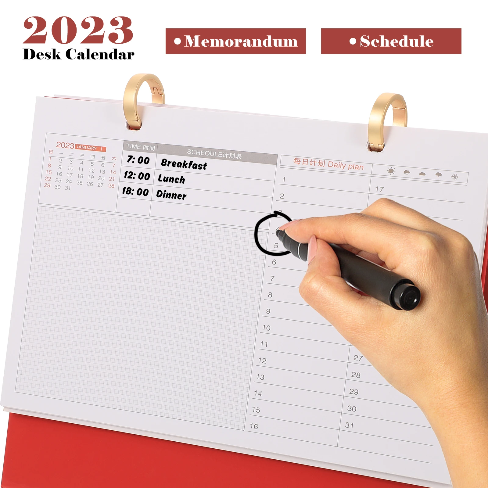 

2023 Desk Calendar Home Office Decor Simple Style Daily Plan Tabletop nament Premium Paper Practical Cartoon Design