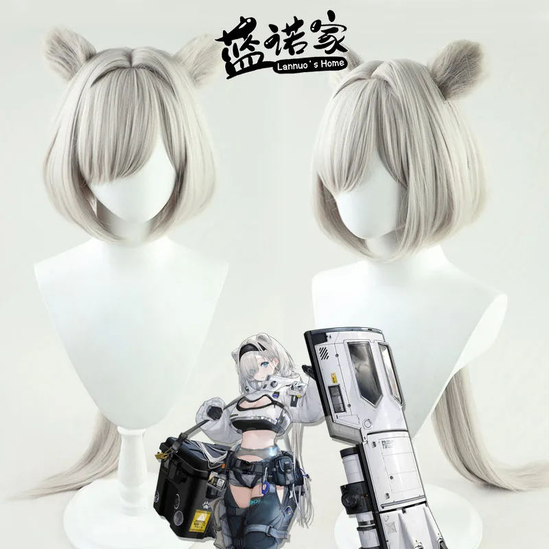 애니메이션 Arknights 오로라 코스프레 가발 할로윈 카니발 파티 소품 합성 머리 내열성 섬유 + 가발 모자