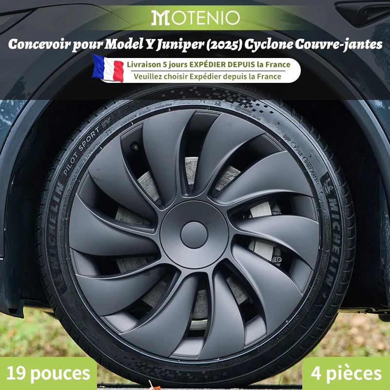 4PCS Enjoliveurs 19 Pouces pour Model Y Juniper 2025-2026 Voiture Turbine Performance Remplacement Cache-Moyeu Couvercle Complet de Jante Accessoires Lisse