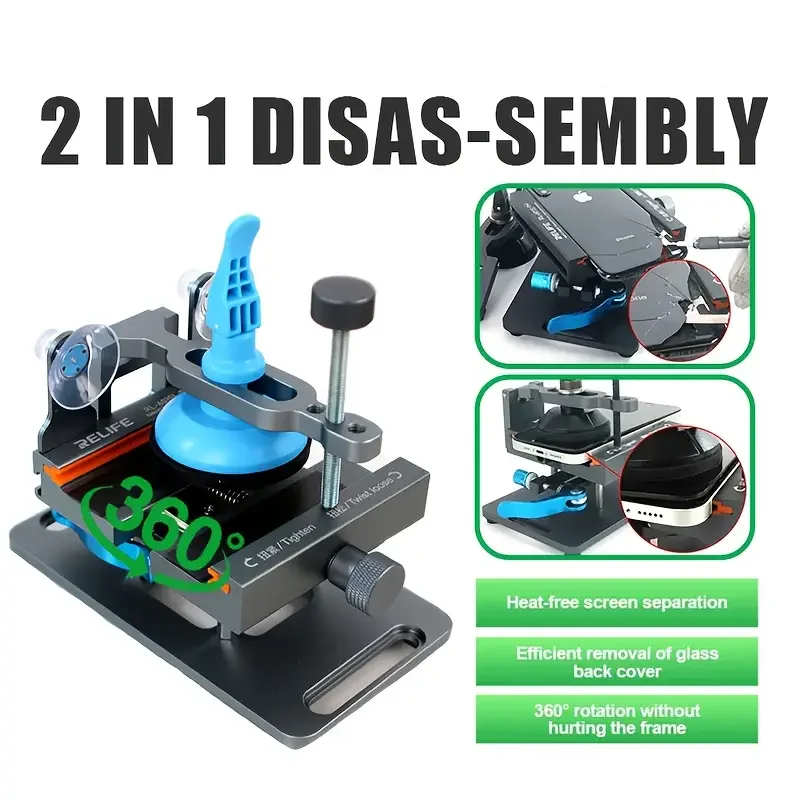 Multifunctional Phone Back Cover Removal Fixture Anti-slip 360°Rotating Universal Fixture for iPhone Samsung Glass Repair Tool