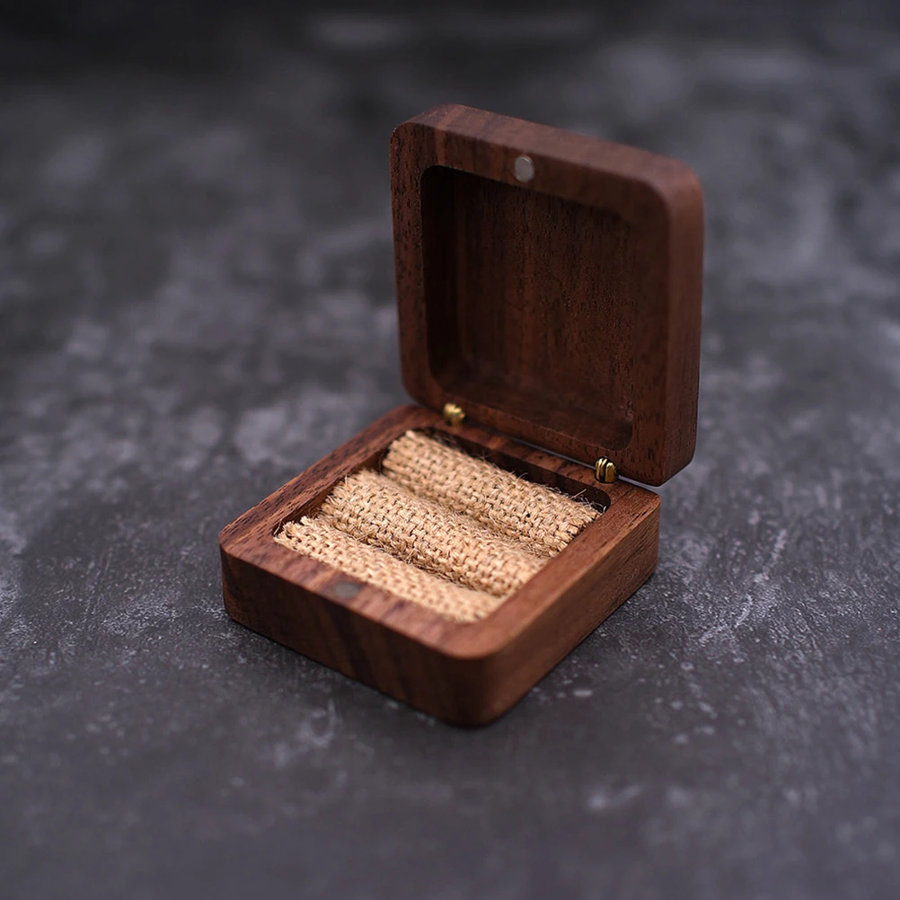 

Solid Wood Box for Wedding Engagement Mini Jewelry Storage Holder Scratch Resistant Wooden Container Lid Holder