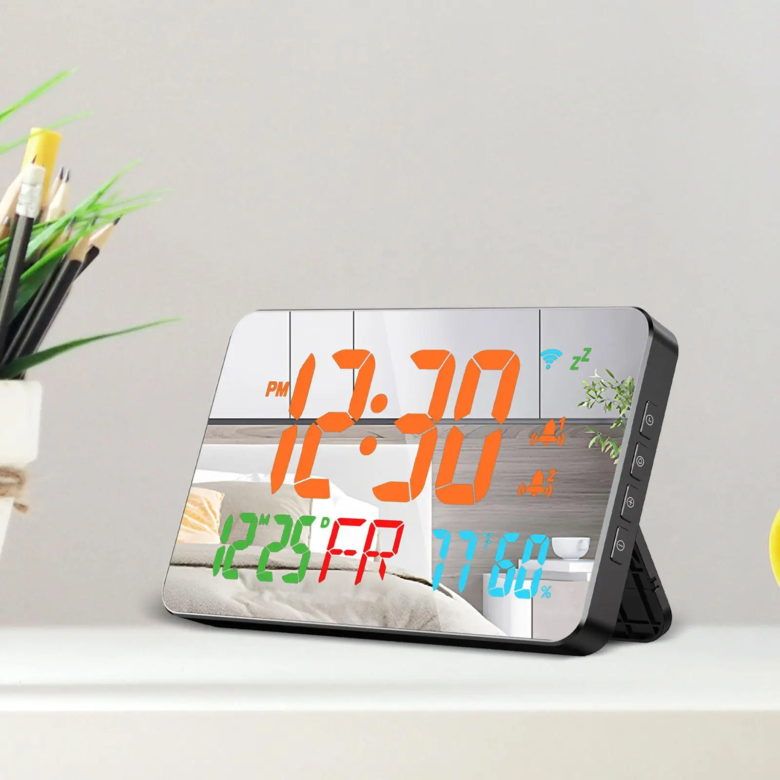 Digital Alarm Clock Adjustable Brightness Desk Clock for Living Room Bedside