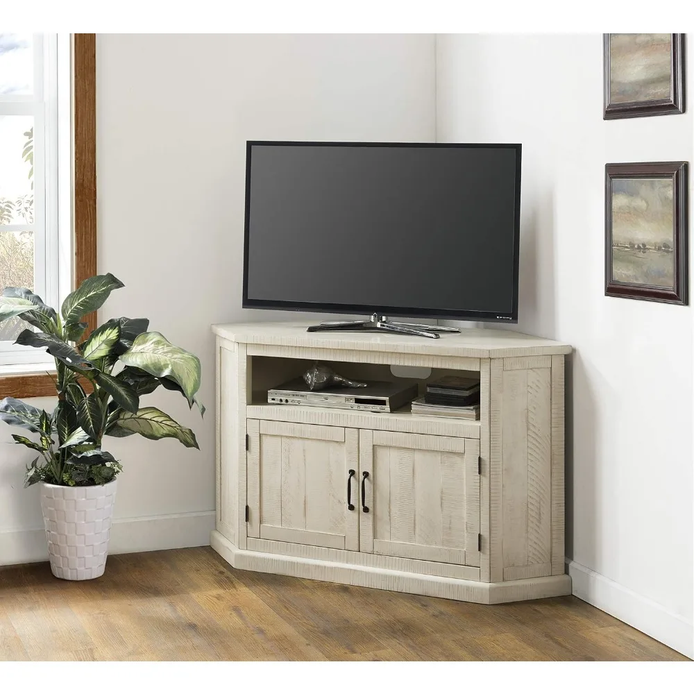 Rustic Corner TV Stand All Antique White