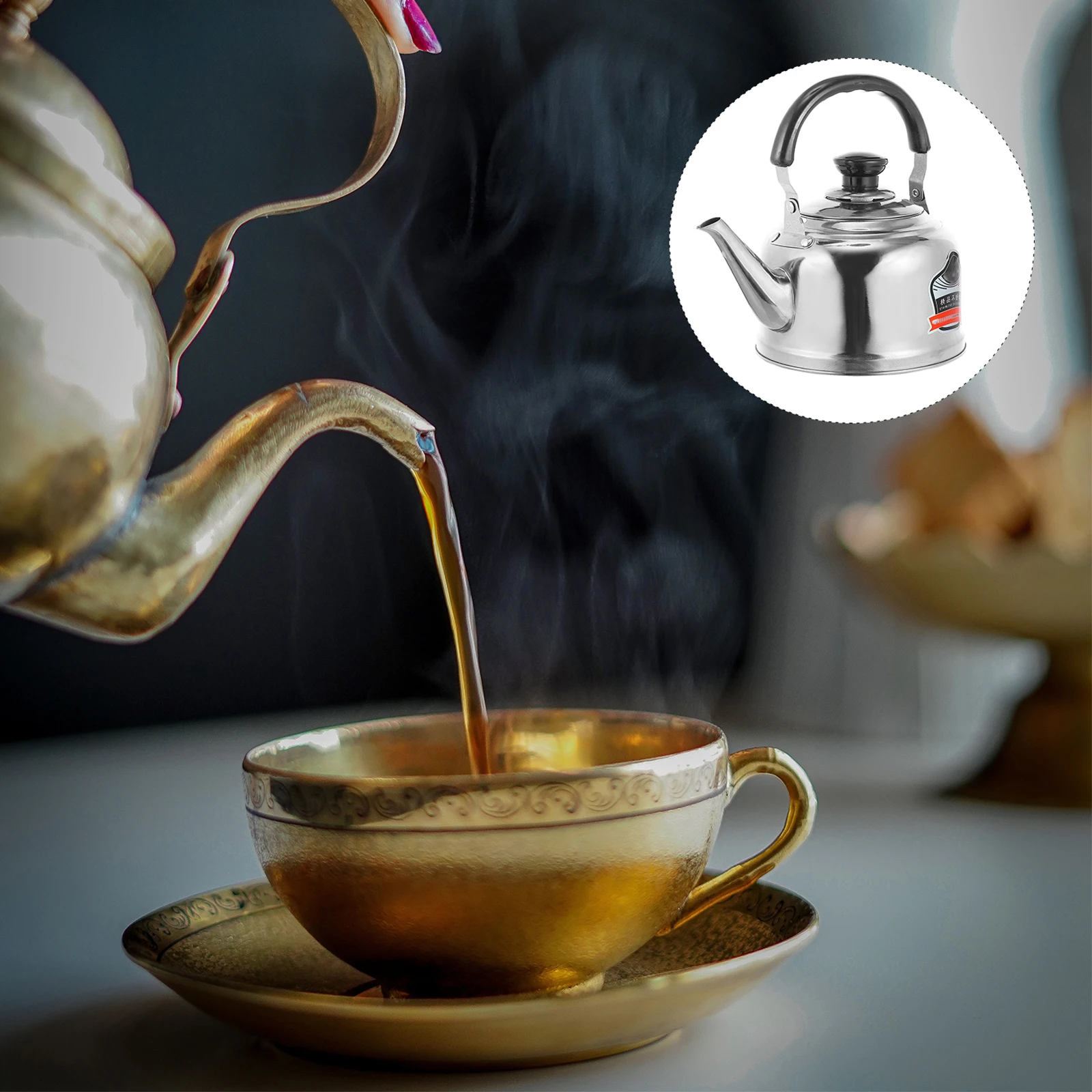 

1 pc Whistling Kettle Stainless Steel Large Capacity Anti-Scald Ergonomic Handle Tea Pot Multi-Functional Gas Electric Induction