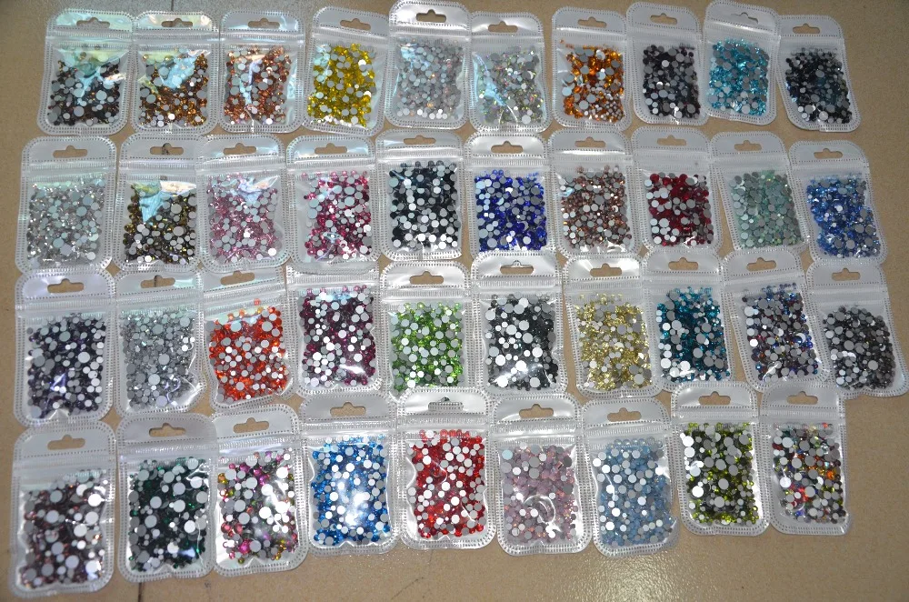 350pcs Mix Sizes Nail Art Non HotFix Rhinestone Crystal AB Color Flatback Glass Non Hot Fix Rhinestones Nail Decoration Crystal
