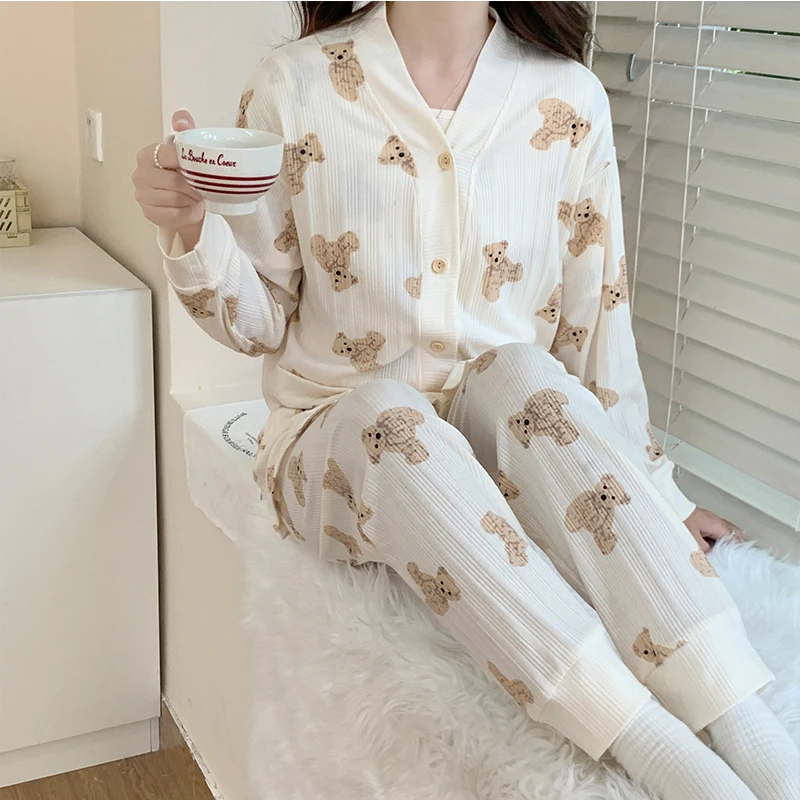 3pcs Set 6535 Cotton Maternity Nursing Sleepwear Spring Autumn Breastfeeding Pajamas Suit For Pregnant Women Pregnancy Nightwear