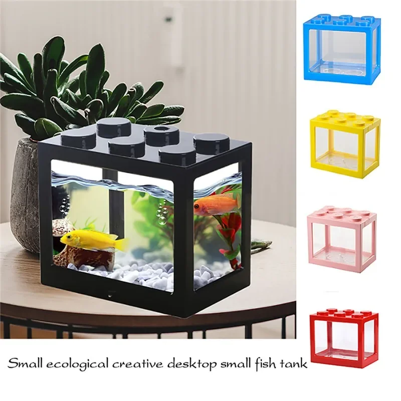 Mini Multicolor Stackable Building Blocks Ecological Creative Aquarium Fish Spider Tank Small Reptile Pet Box Home Decoration