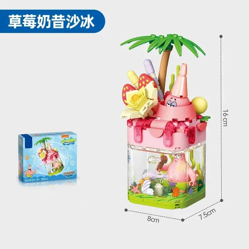 SEMBO Bob Esponja Patricio estrella bloque de construcción DIY piña fresa casa modelo ladrillos conjunto con luz escritorio niños juguetes regalo