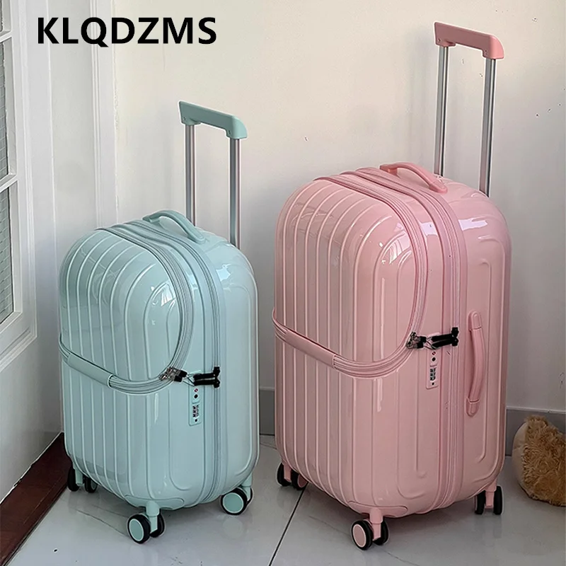 KLQDZMS Laptop Suitcase Front Opening Boarding Case USB Charging Trolley Case 20