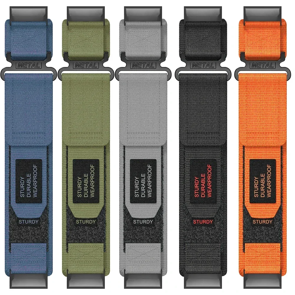 الرياضة النايلون حلقة الفرقة لساعة Garmin Tactix 7Pro Fenix 7X 6X 7 5 6 Pro 5X Plus 3 3HR سوار ل Garmin الفرقة 26 مللي متر 22 مللي متر حزام