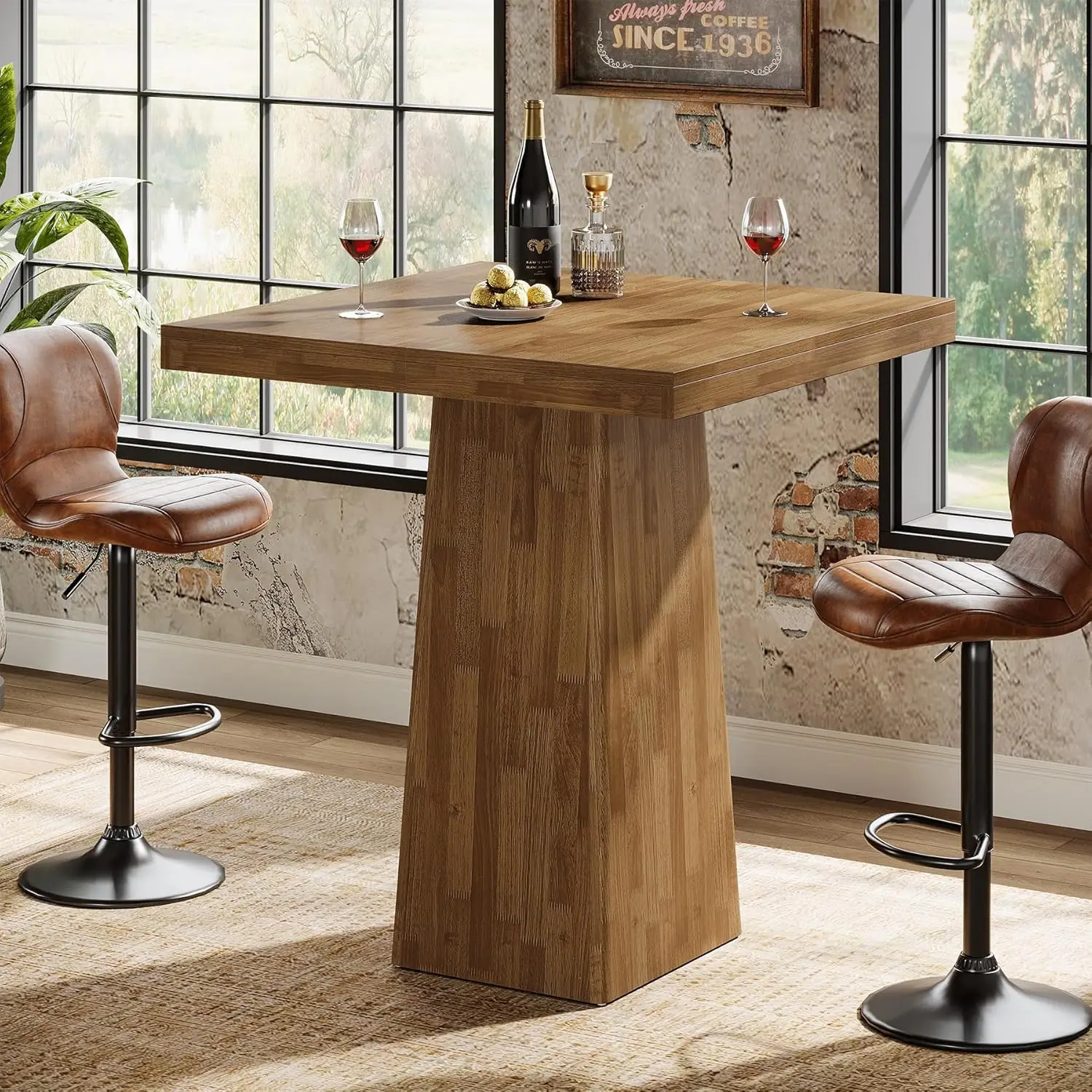 

Square Bar Table, 31.5-Inch Small Kitchen Dining Table, Industrial Counter Height Pub Cocktail Furniture Home Bar, Customized