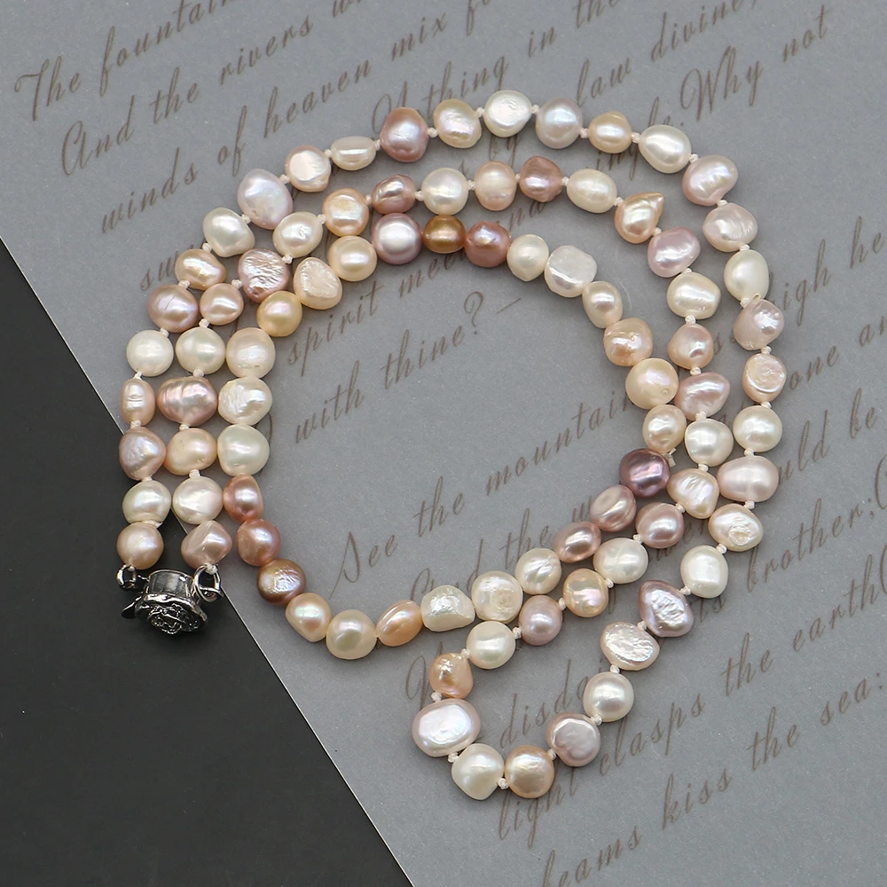 

6-7 мм нерегулярный натуральный пресноводный жемчуг, комплект ожерелья и браслета, разноцветный жемчуг в стиле барокко, модные женские ювелирные изделия, подарок