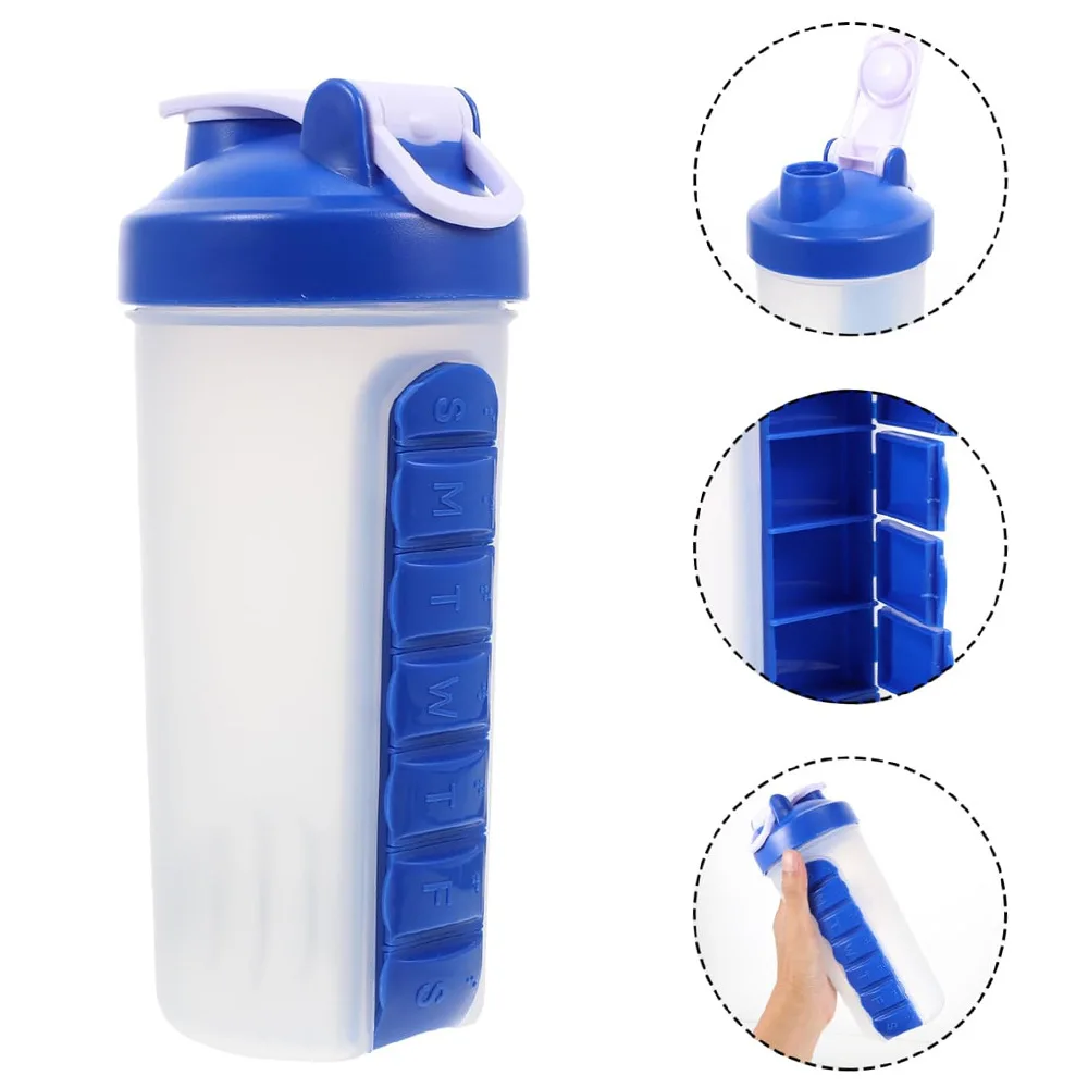 

Portable Water Bottle, 7-Day 2-in-1 Water Cup, 7-Grid Travel Medicine Box, Outdoor Water Bottle, Best-selling