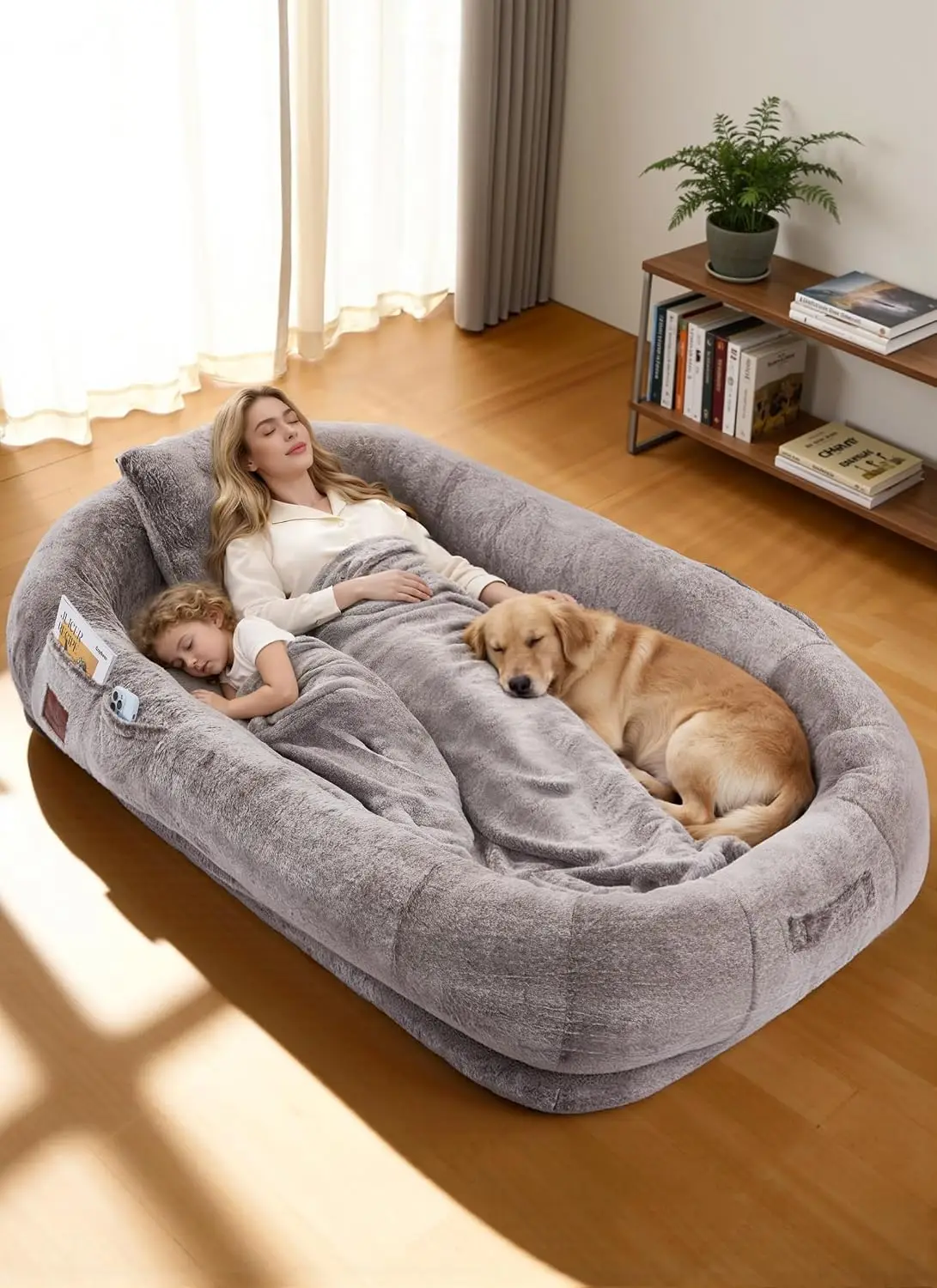 Human Dog Bed 75"x47"x12" Extra Large Calming Giant Bed for Adults & Pets, Dual-Sided All-Season Design with Waterproof, Custom