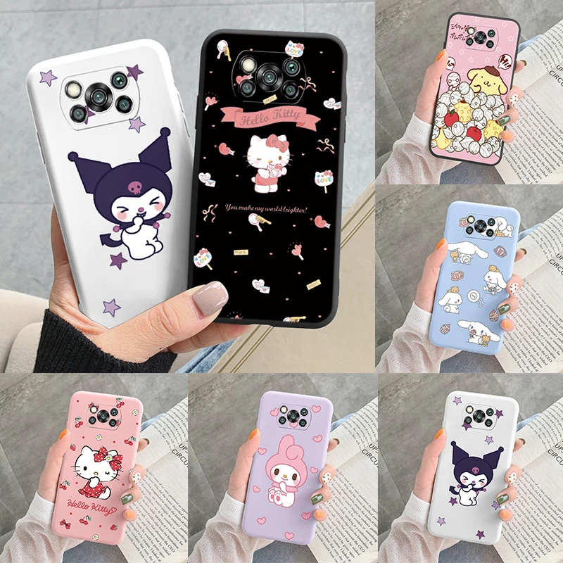 For Poco X3 Pro PocoX3 NFC Phone Case Kuromi Melody Back Cover Soft TPU Coque Cartoon Sanrio Funda For Poco X 3 Cinnamonroll Bag