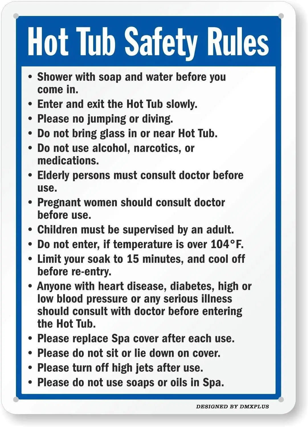 Hot Tub Safety Rules Sign 8