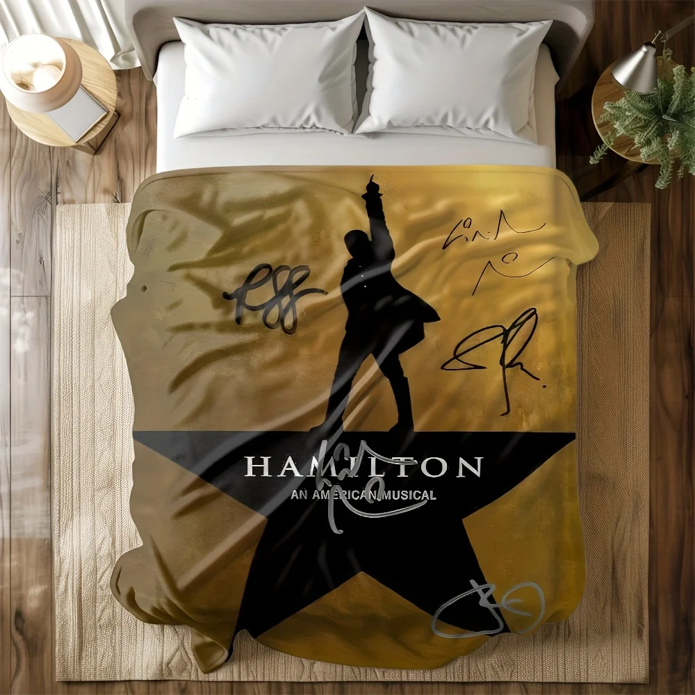 Hamilton Musical Flannel Blanket 2D Flat Print Stylish Decor Bedroom Bed Blanket Charming Cozy Nostalgic Lively Warm Attractive