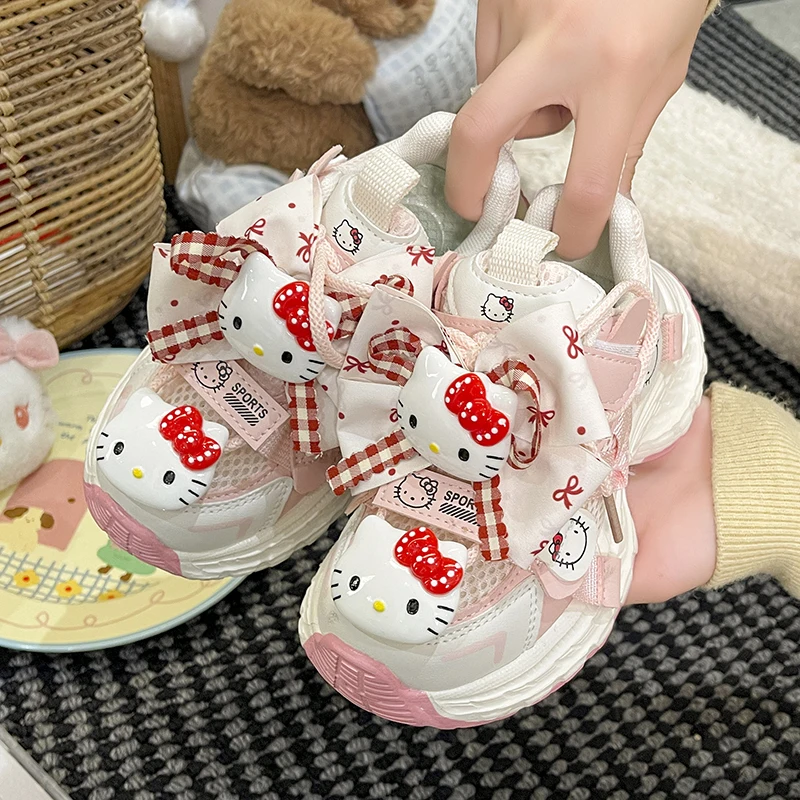 Kids'Casual Shoes ​Sneakers PU Leather Sanrio Hello Kitty Spring Shoes For Girls Anti-slip Soft Bottom Pink Red Size 27-37