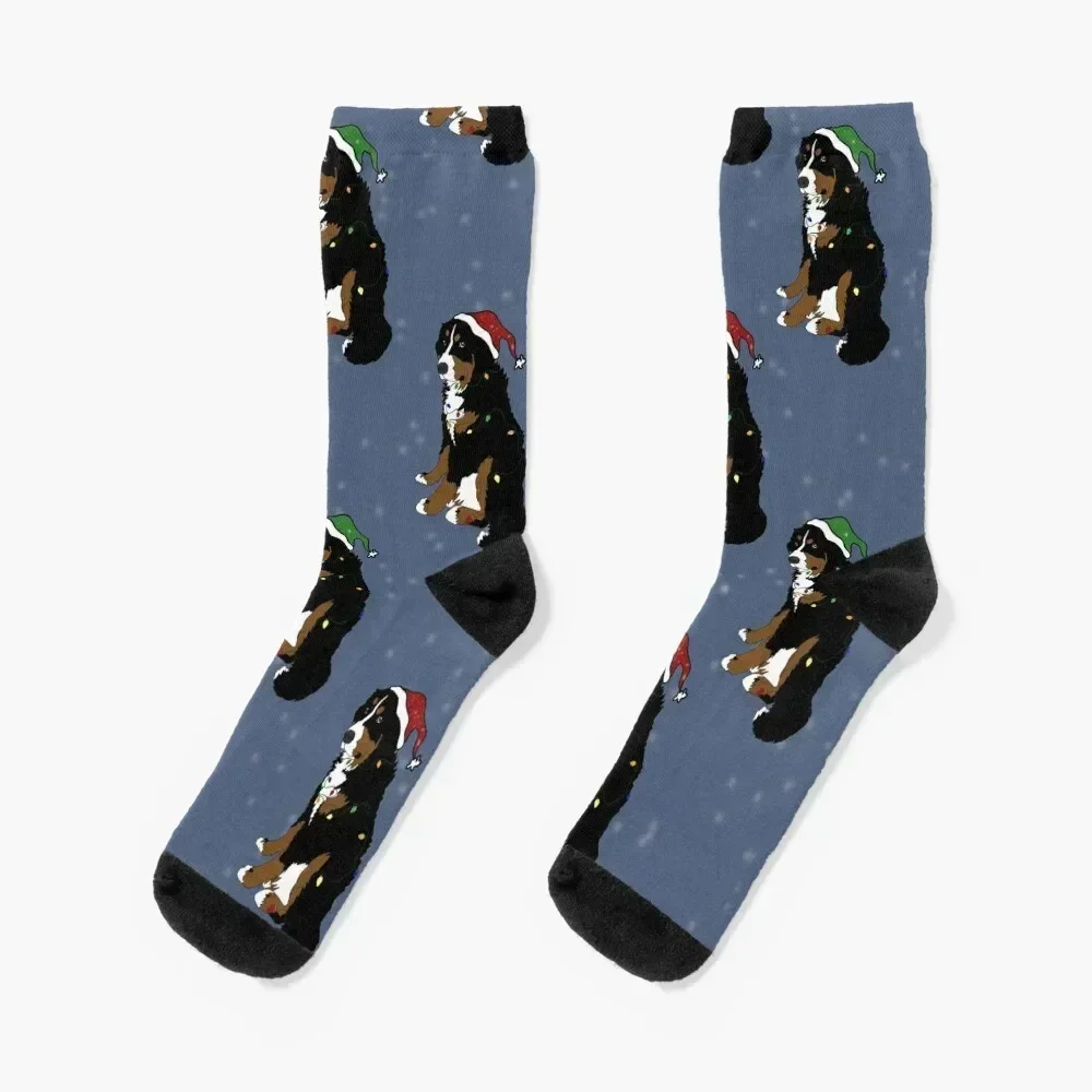 

Christmas Holiday Bernese Mountain Dog Pattern Socks anti slip football shoes hockey New year's Socks For Women Men's