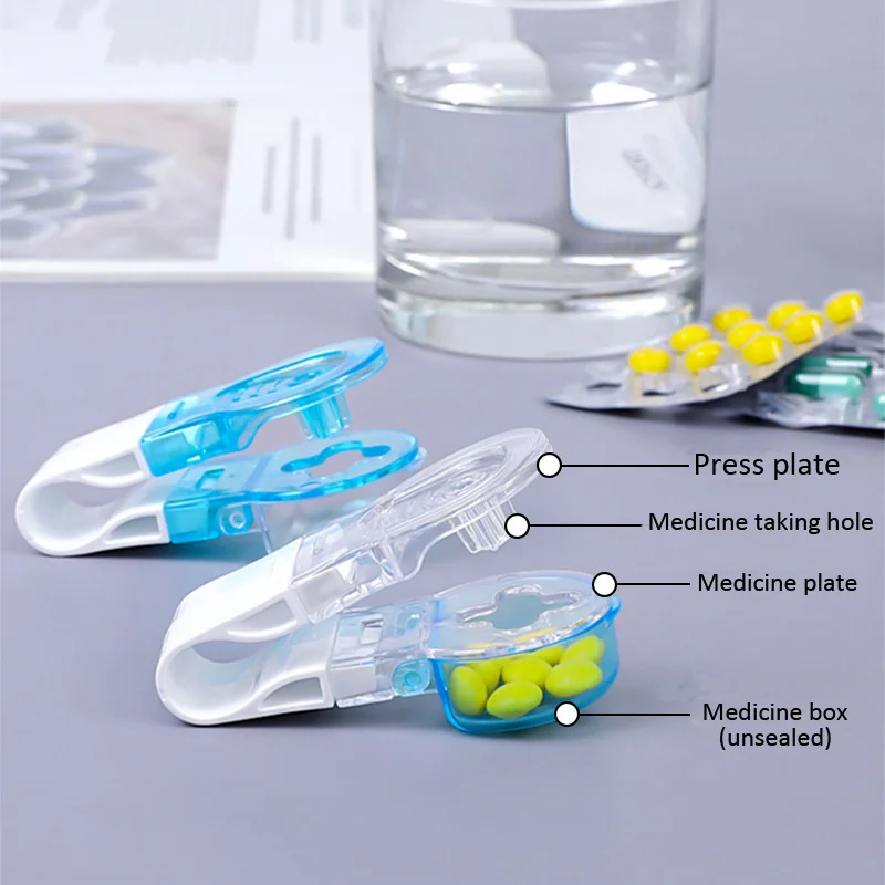 1pc Tragbare Pille Taker Entferner mit Medizin Box Haushalts Gadgets, Tabletten, Pillen Unterstützung Werkzeug Neue Design Pille Dispenser – Detail 3