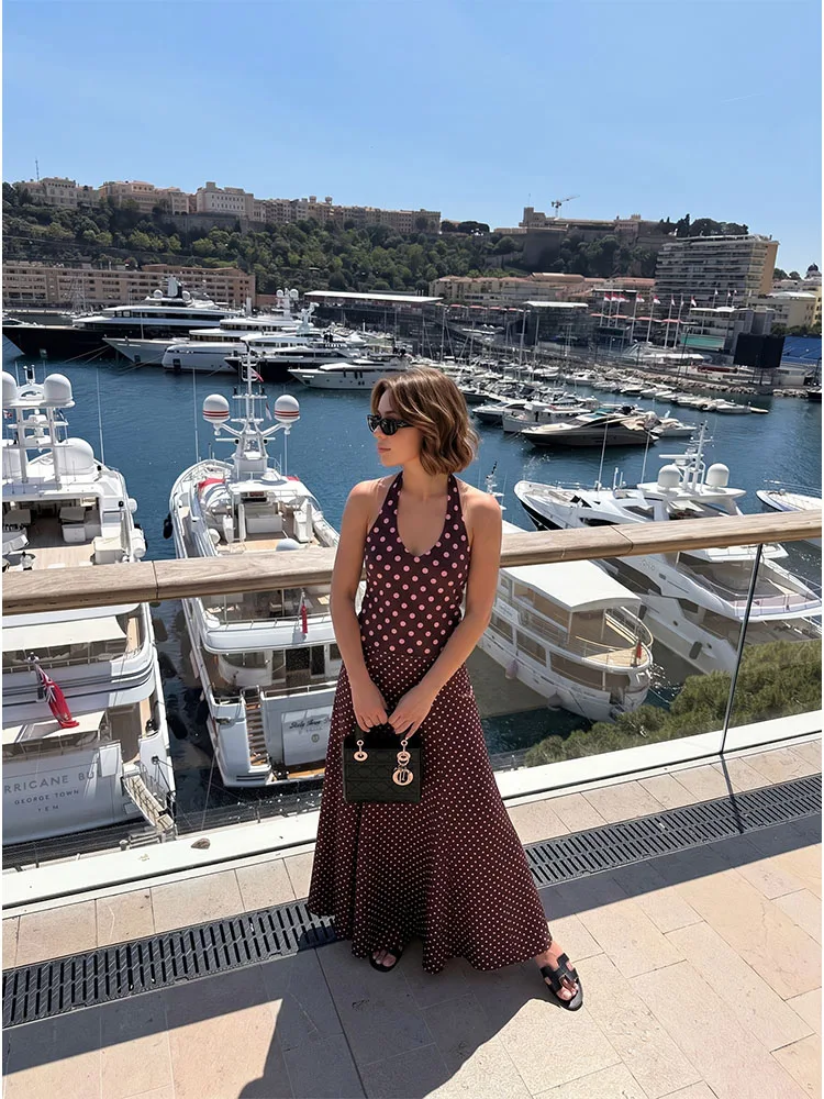 HH Women Spring Summer Retro Polka Dot Midi Skirt Casual Elastic Waist Bell Girl Half Body Skirt Summer Sexy Holiday Skirt Suit