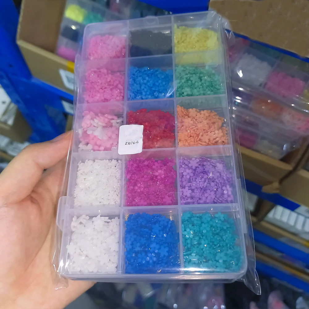 12/15 grades 3d flor de cinco pétalas decorações da arte do prego com contas de caviar colorido primavera floral encantos do prego diy manicure acessório