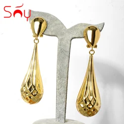 Sunny Jewelry New Copper Drop Earrings Gold Colour Drop Water Shape Women Lady High Quality Trendy Daily Wear Gift Party